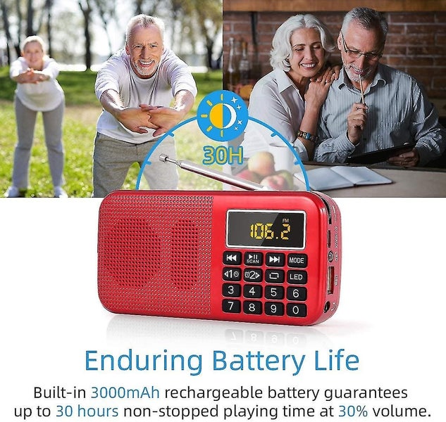 Portable Radio, Fm Radio With Large Capacity Rechargeable Battery (3000mah), Mp3 Carousel 5