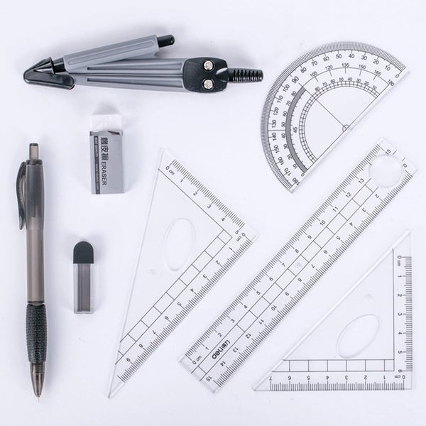 8PCS/Set Drawing Compass Ruler Stationery Examination Math Office Exam Supplies Carousel 2