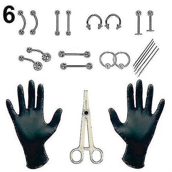 Professional Body Piercing Tool Kit Ear Nose Navel Nipple Stainless Steel Needle Carousel 1
