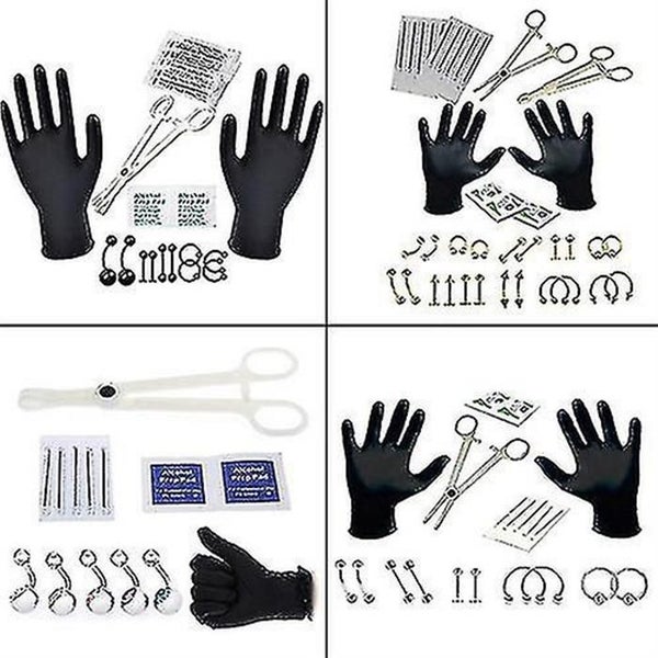 Professional Body Piercing Tool Kit Ear Nose Navel Nipple Stainless Steel Needle Carousel 2