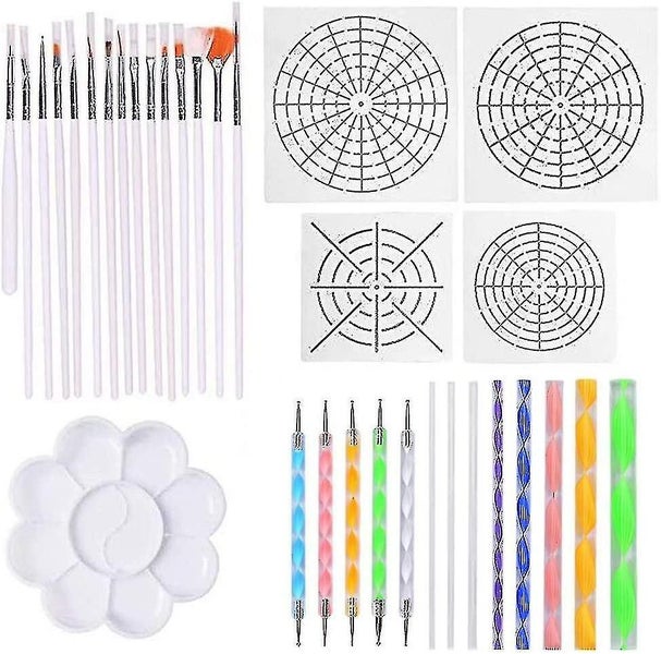 33 Piece Mandala Dotting Tools With Stencils And Painting Palette For Stones Dif64358344436483110