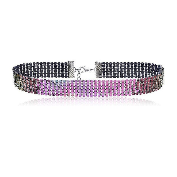 Women Aluminum Sequin Chain Chunky Choker Necklace Lady Jewelry Gift Carousel 2