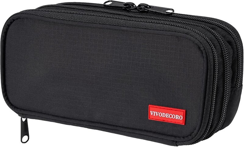 Vivoderoco Ykk Zipper Pencil Case - Black - Stationery Marker Pen Organizer Case Carousel 1