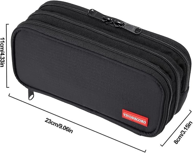 Vivoderoco Ykk Zipper Pencil Case - Black - Stationery Marker Pen Organizer Case Carousel 2