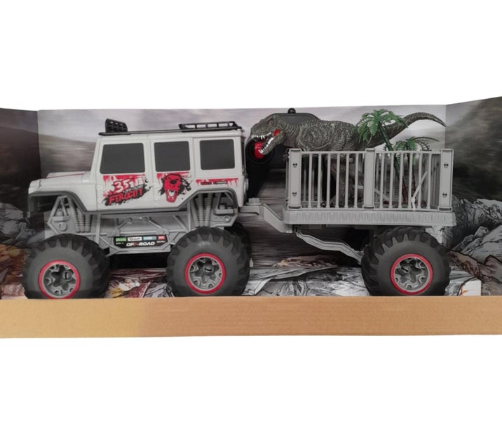 Large Wheeled Off Road RC Truck with Trailer (Including T-REX Dino & Tree) Carousel 2