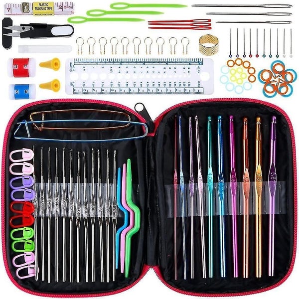 100 Pcs Knitting Necessary Accessories 22pcs Aluminum Knitting Crochet Hooks Ass Carousel 1