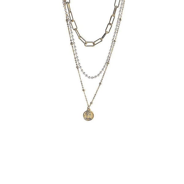 Vintage Multilayer Coin Pearl Pendant Necklace Boxumiya Double Layer Chain Neckl Carousel 2