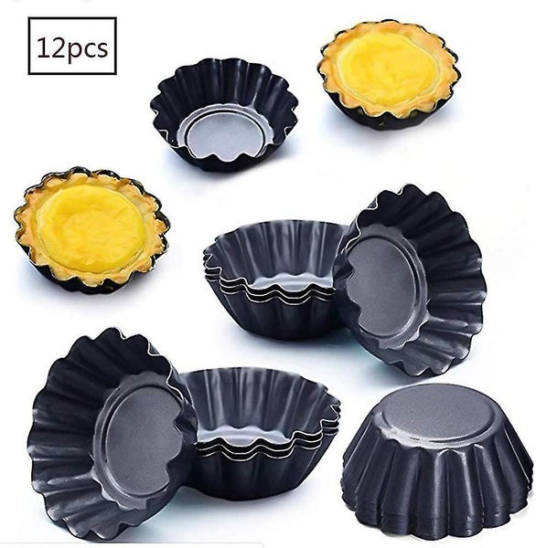 12 Pieces Tartlets Molds Tartlet Ramekins 6.5cm Mini Tart Pan(black) Carousel 1