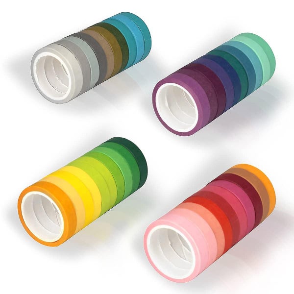Washi Masking Tape Set, 40 Rolls Colored Decorative Rainbow Tapes, Writable Craf Carousel 1