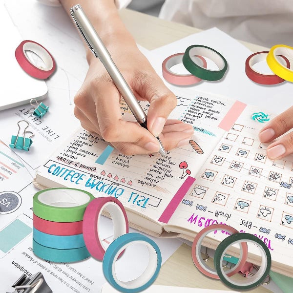 Washi Masking Tape Set, 40 Rolls Colored Decorative Rainbow Tapes, Writable Craf Carousel 5