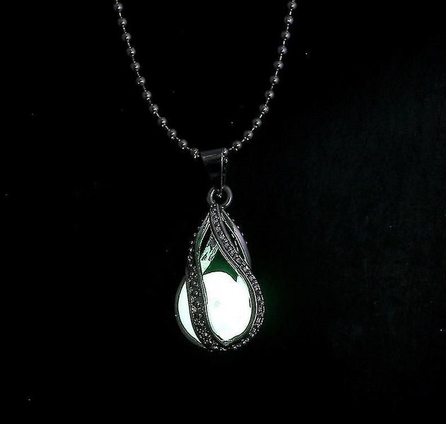 Vintage Atlantis Gold Silver Color Glow In Dark Necklace Locket Hollow Water Dro Carousel 2