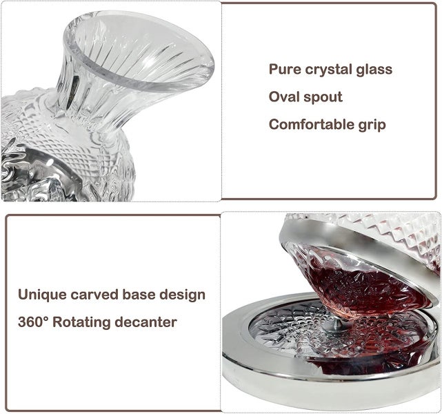 NEW Wine Decanter Set|360° Rotating Decanter for Wine Crystal Shaking For Wine62971018685315113