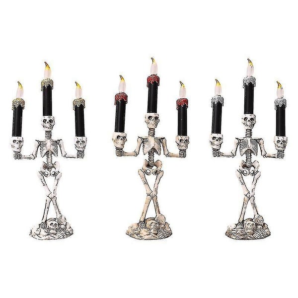 (gold)yesfit Halloween Skull Skeletal Lamp Creative Candlestick Home Decoration- Carousel 5