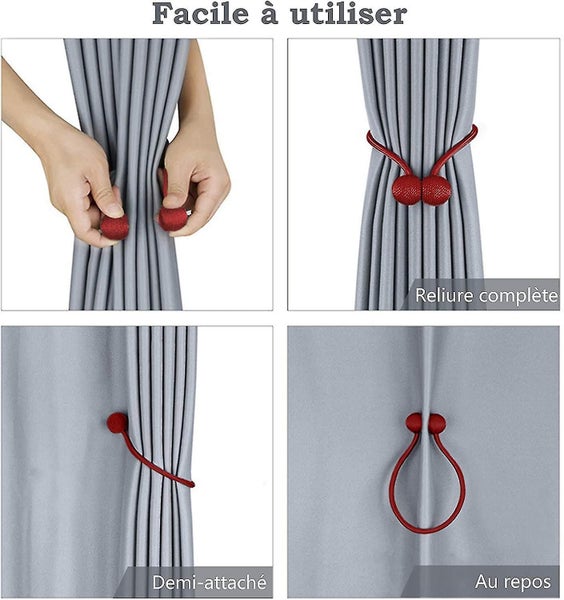 4 Pcs Magnetic Curtain Tiebacks Curtain Clips Rope Holdbacks Curtain Weaving Hol Carousel 2