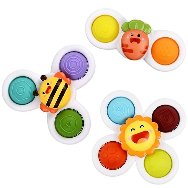3pcs Suction Cup Spinner Toys,baby Spinners Dimple Toy W/ Pop Fidget Function(st Carousel 1