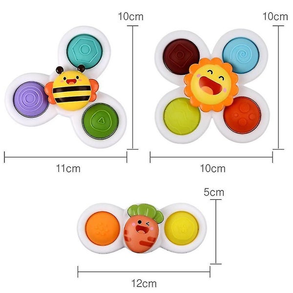 3pcs Suction Cup Spinner Toys,baby Spinners Dimple Toy W/ Pop Fidget Function(st Carousel 2
