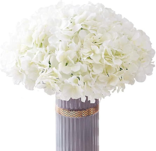 White Hydrangea Artificial Flowers Fake Hydrangea Flowers Heads Pack Of 10 For W Carousel 1