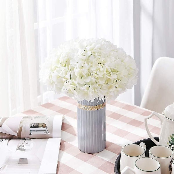 White Hydrangea Artificial Flowers Fake Hydrangea Flowers Heads Pack Of 10 For W Carousel 2