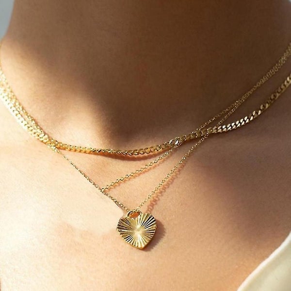 Vintage Love Necklace Titanium Steel Gold Plated Clavicle Chain Simple Jewelry F Carousel 3