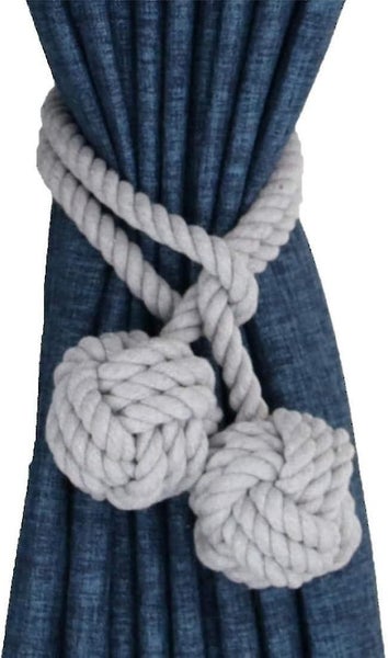 2pcs Drapery Hold Backs Hand Knitting Braided Curtain Tiebacks With Double Ball Carousel 1