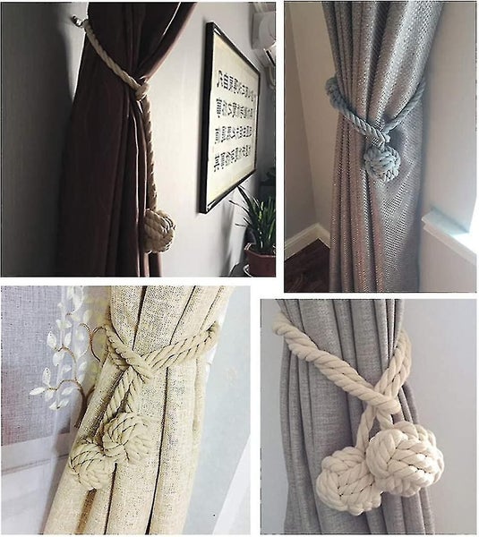2pcs Drapery Hold Backs Hand Knitting Braided Curtain Tiebacks With Double Ball Carousel 5