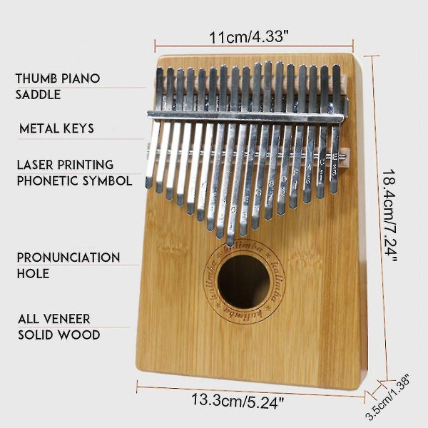 17 Key Kalimba Finger Percussion Music Speaker Thumb Piano Xmas Gift Wooden Carousel 2