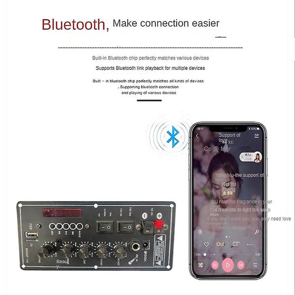 30w-120w Power Amplifier Board Audio Bluetooth Amplificador Usb Dac Fm Radio Tf Carousel 2