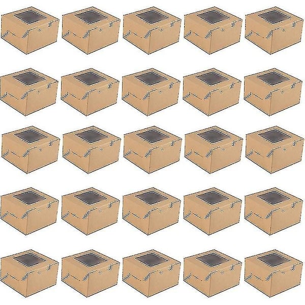 25pcs Treat Box Large Capacity Non-stick Food Grade Folding Kraft Paper Cupcakes Carousel 1