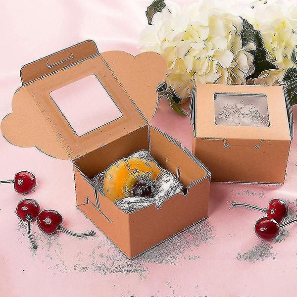 25pcs Treat Box Large Capacity Non-stick Food Grade Folding Kraft Paper Cupcakes Carousel 2