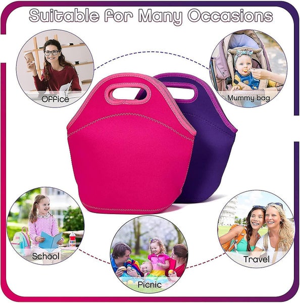 2pcs Neoprene Lunch Bag Insulated Thermal Lunch Bag Reusable And Foldable Lunch Carousel 5