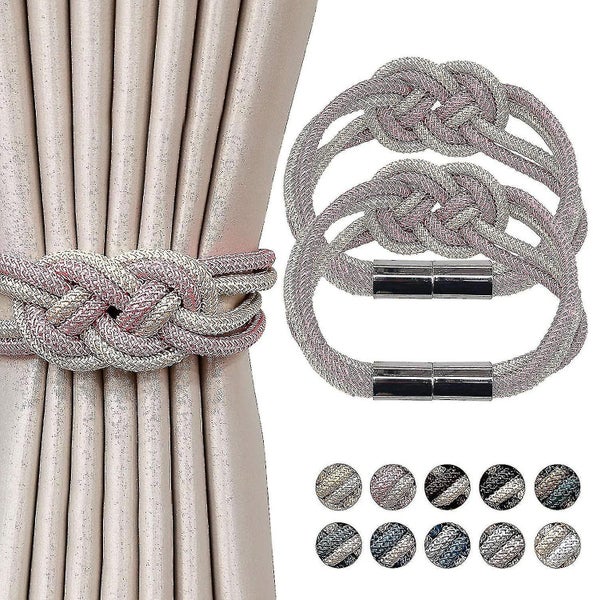 2pcs Magnetic Curtain Tiebacks Curtain Clips, Pink+ Beige Carousel 1