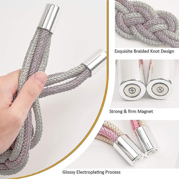 2pcs Magnetic Curtain Tiebacks Curtain Clips, Pink+ Beige Carousel 2