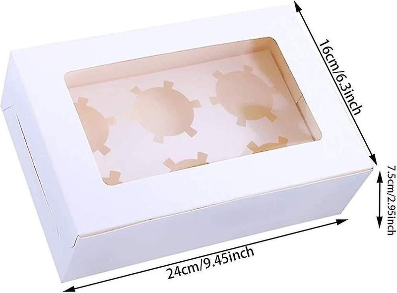 12 Packs Heilwiy Cake Boxes 6 Holes White Cupcake Boxes Cakes Card With Windo Gi Carousel 2