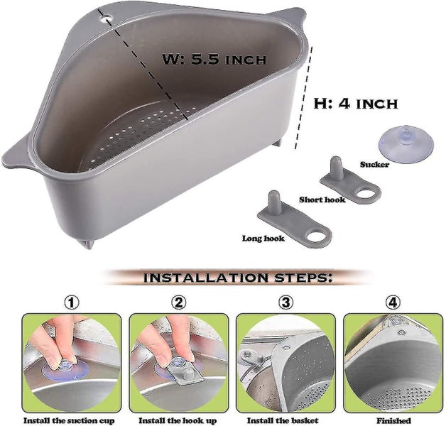 2pcs Sink Strainer Basket, Triangular Sink Drain Shelf, Triangle Sink Drainer Ba Carousel 3