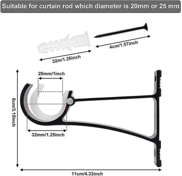 4 Pcs Aluminum Alloy Curtain Rod Holder 11*8cm Rustproof Curtain Pole Bracket Dr Carousel 3