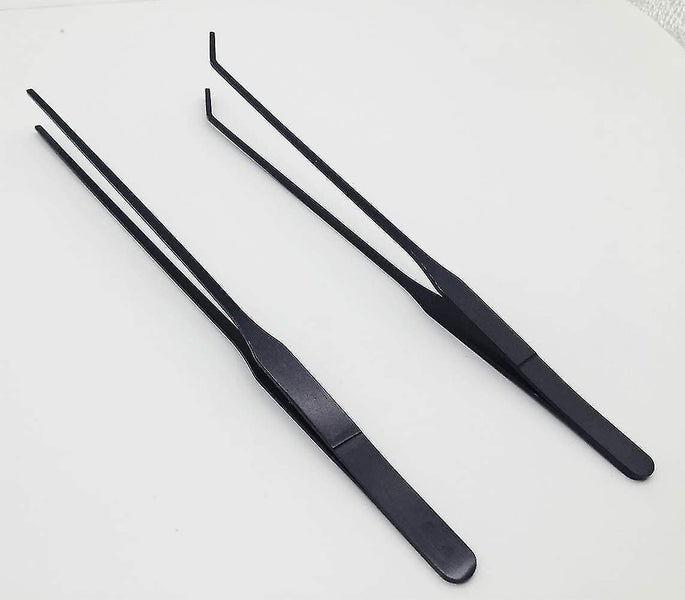 2PCS Aquarium Tweezers Stainless Steel Straight and Curved
