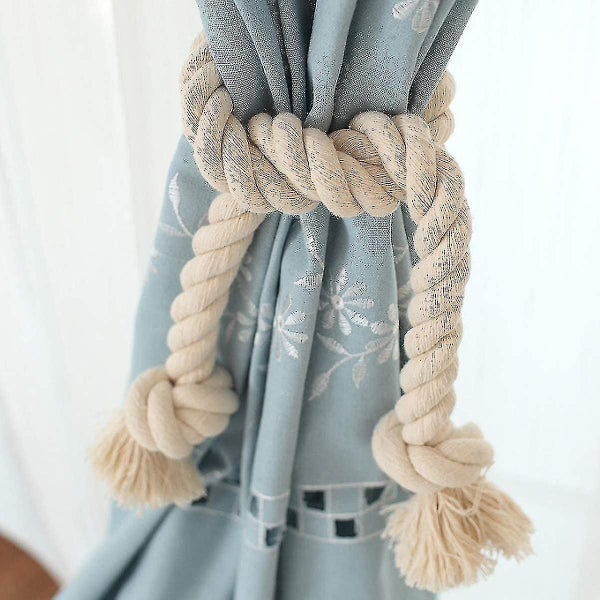 4 Pack Rope Curtain Tiebacks, Natural Cotton Curtain Holdbacks, Outdoor Curtain Carousel 2