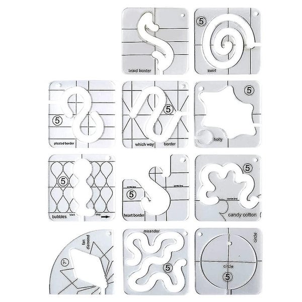 11pcs Free-motion Quilting Template Set-sewing Ruler & Clear Mark Acrylic Ruler Carousel 1