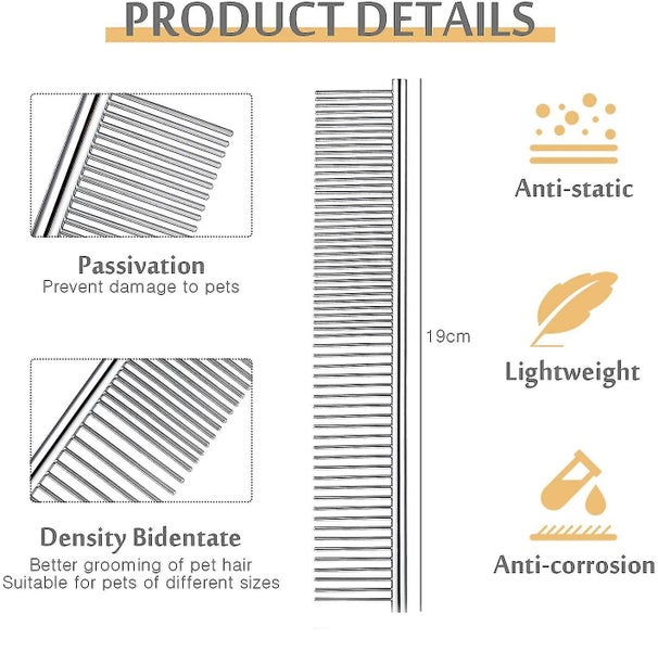 2pcs Stainless Steel Pet Comb Pet Grooming Comb Rounded Teeth Dog Comb For Large Carousel 5