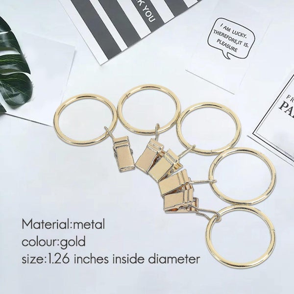 40pcs Curtain Rings With Clips, Strong Drapery Clips Hooks On Tension Rod Bracke Carousel 1