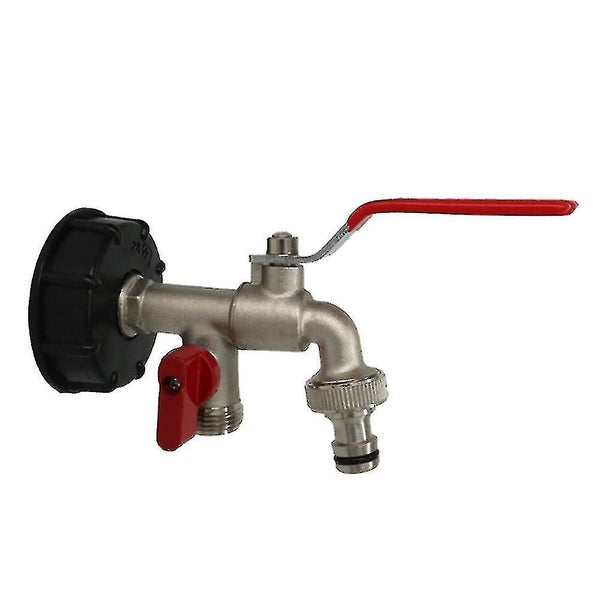 Brass 2 Valves Tap Faucet Adapter Home Garden Hose Connector For Ibc Water Tank- Carousel 1