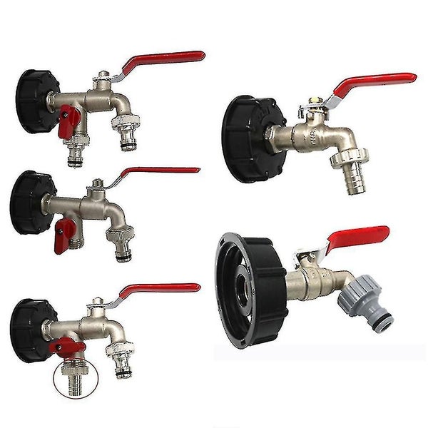 Brass 2 Valves Tap Faucet Adapter Home Garden Hose Connector For Ibc Water Tank- Carousel 5