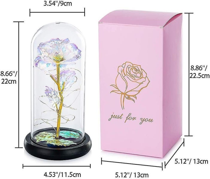Beauty And The Beast Rose In Glass Dome Led Lights Crystal Rose Flowers Gift For Carousel 2