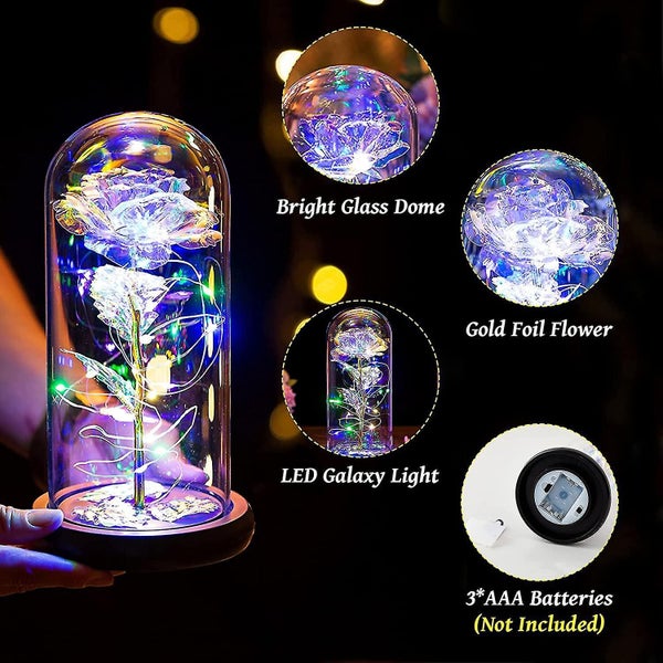 Beauty And The Beast Rose In Glass Dome Led Lights Crystal Rose Flowers Gift For Carousel 5
