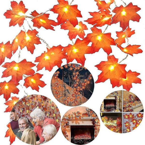 5 Pack Thanksgiving Maple Autumn String Lights With 100 Led Maple Leaf Fall Deco Carousel 2