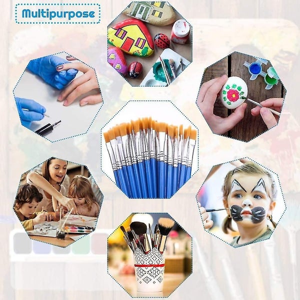 50pcs Flat Touch Up Brushes Small Brushes For Classroom Craft Painting Brushes Carousel 5