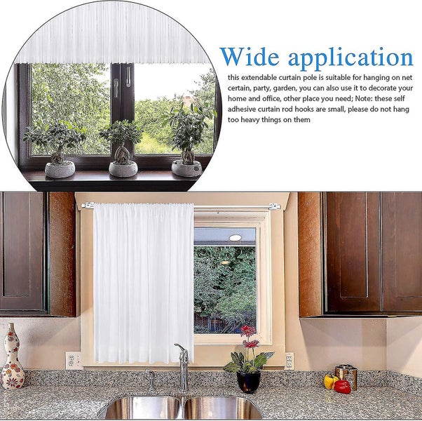 Adjustable Tension Rod Extendable Spring Curtain Rod With Self Adhesive Hook For Carousel 5