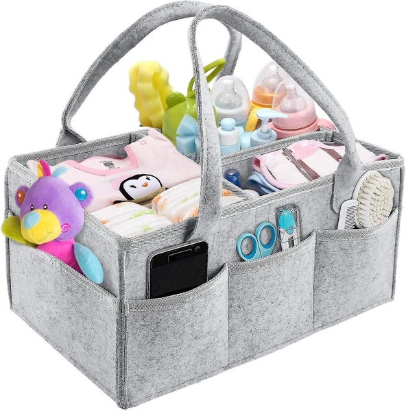 Baby Diaper Caddy Organizer,heilwiy Foldable Felt Storage Bag With Multi Carousel 1