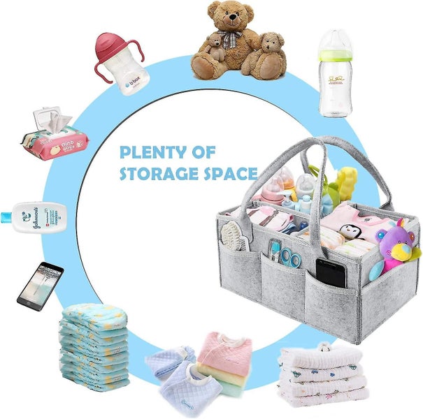 Baby Diaper Caddy Organizer,heilwiy Foldable Felt Storage Bag With Multi Carousel 2