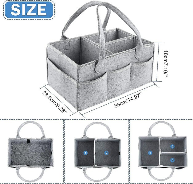 Baby Diaper Caddy Organizer,heilwiy Foldable Felt Storage Bag With Multi Carousel 5